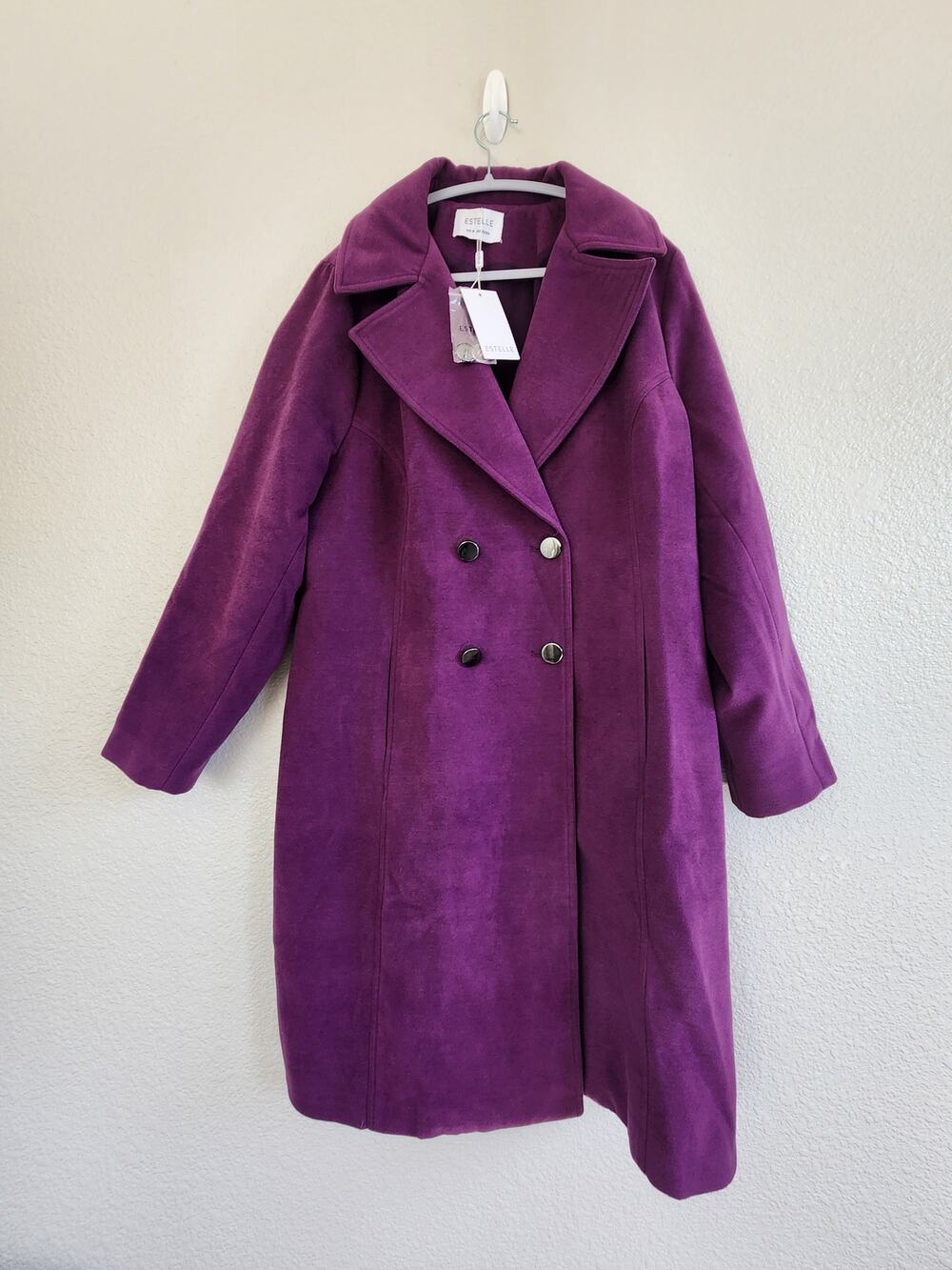 NWT Estelle Women’s Violet Sky Double-Breasted Plus Size Coat - Purple -2X/18W